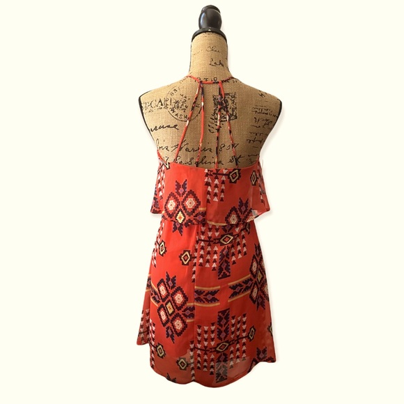 GB Orange Aztec Print Sleeveless Strappy Mini Dress Size XS - Picture 2 of 2